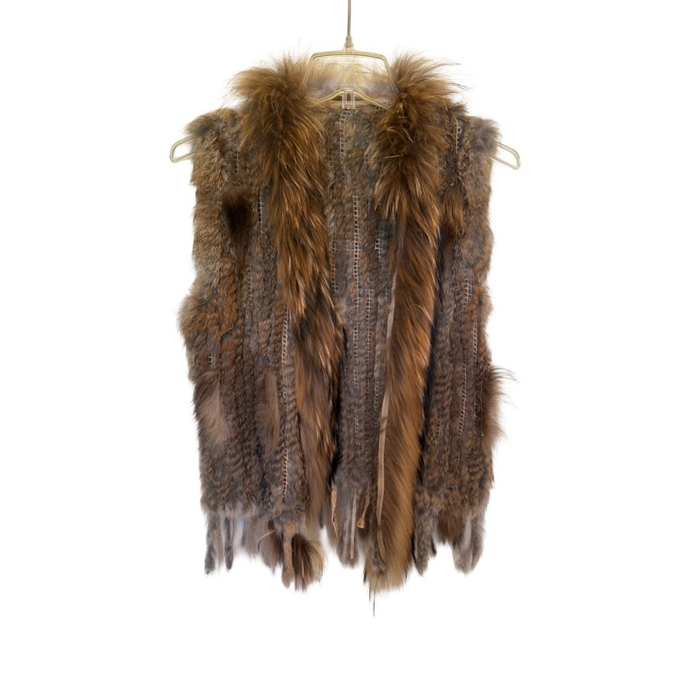 Vintage Fur Shag Vest with Brown and Tan Accents